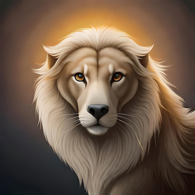 un dessin d'un lion aux yeux d'or.