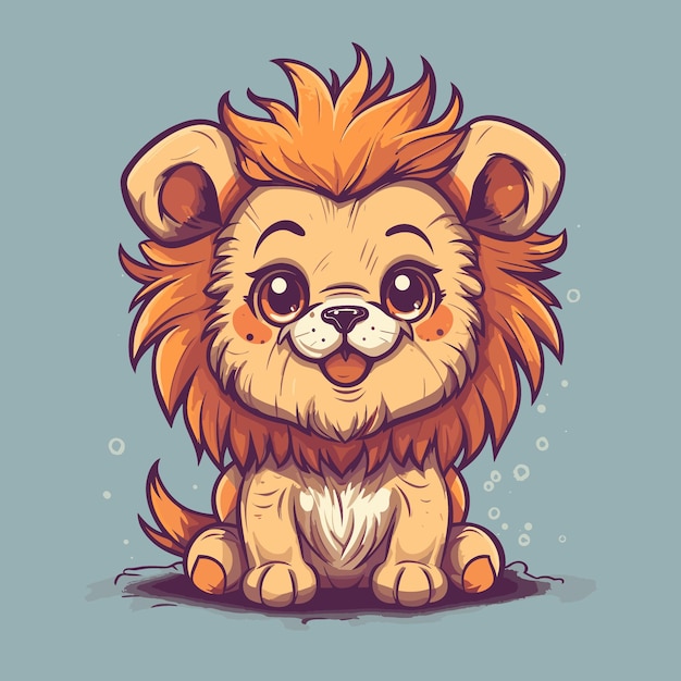 un dessin d'un lion avec un fond bleu