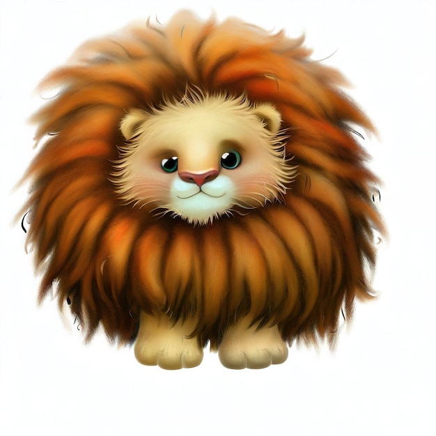 Un dessin d'un lion avec une grande crinière et un œil jaune.