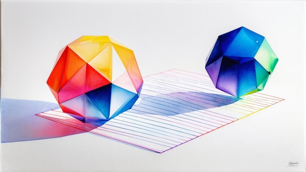 Dessin d'un livre et de deux boules colorées sur une feuille de papier