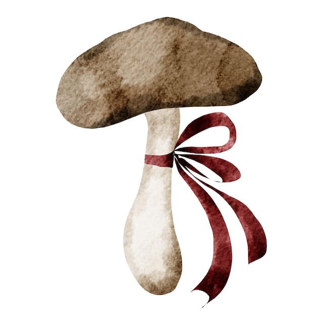 Photo dessin à la main à l'aquarelle de champignon sur fond blanc isolé illustration de style dessin animé d'une forêt