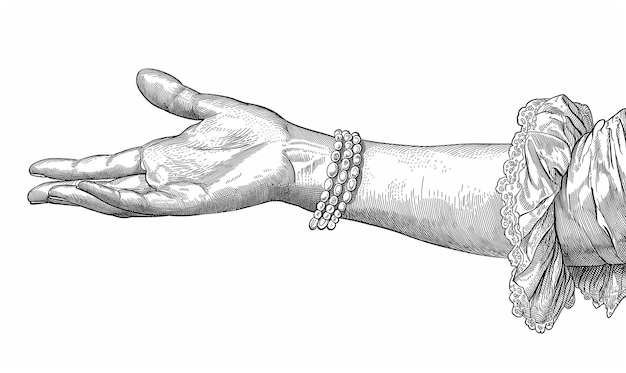 Un dessin d'une main de femme avec un bracelet et un bracelet Hand Stock Photos