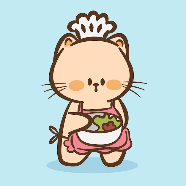 Dessin à la main d'un mignon personnage de dessin animé Cat and Rabbit sur fond coloré