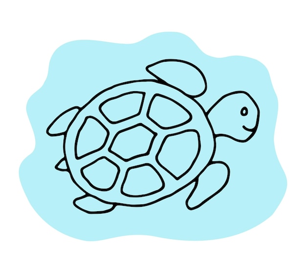 Dessin à la main de la tortue à la ligne de griffon Icon vectoriel modifiable Illustration sur fond blanc