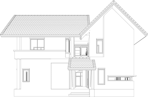 un dessin d'une maison avec un escalier et un escalier