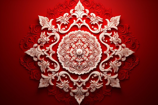 Dessin de mandala sur fond rouge