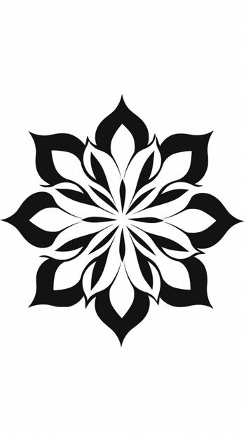 Un dessin de mandala noir et blanc sur fond blanc.