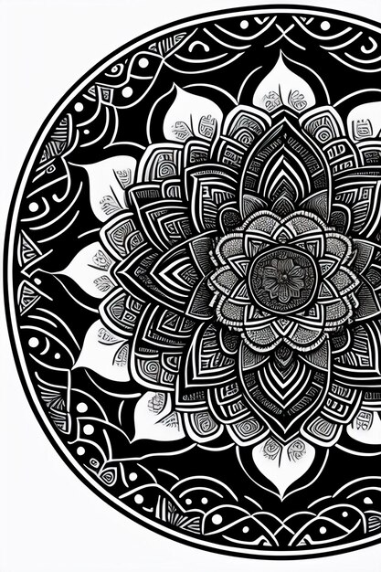 Dessin de mandala ornemental coloré avec un motif coloré ai génératif