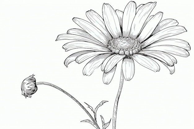 Un dessin d'une marguerite et d'une fleur