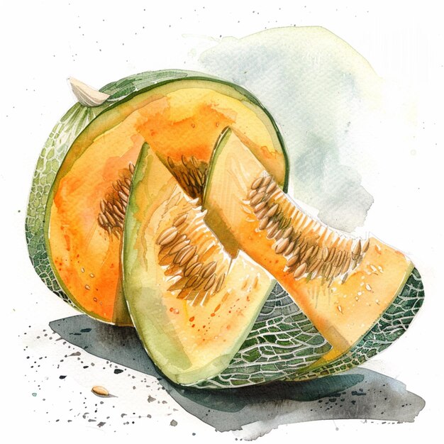 Photo un dessin d'un melon avec un dessin de melon dessus