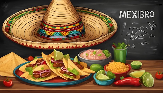 un dessin d'un menu pour un restaurant appelé nourriture mexicaine