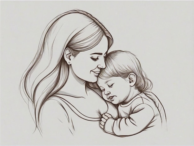 un dessin d'une mère et d'un bébé avec un dessin de bébé