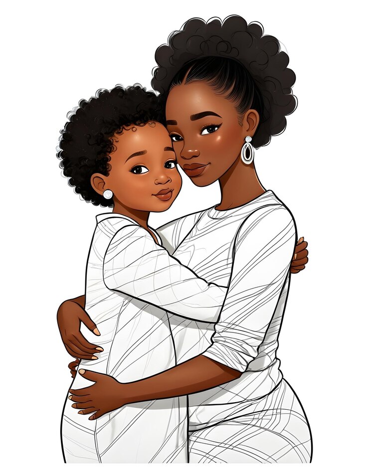 Photo un dessin d'une mère et d'un enfant avec les mots "mère" sur le devant