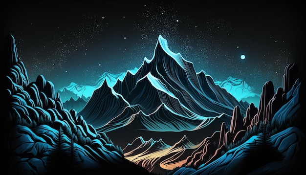 Un dessin d'une montagne