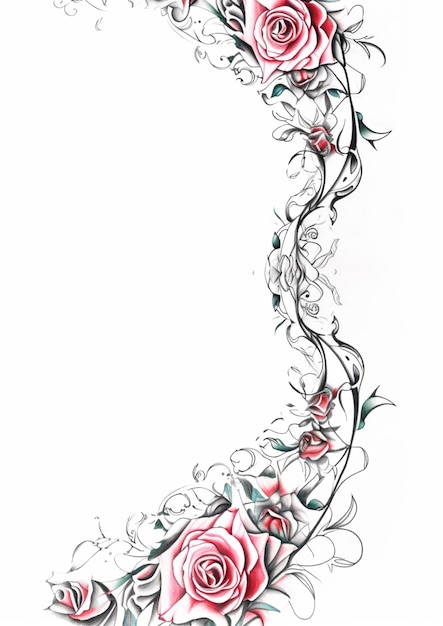 Photo un dessin d'un motif floral avec des roses dessus.