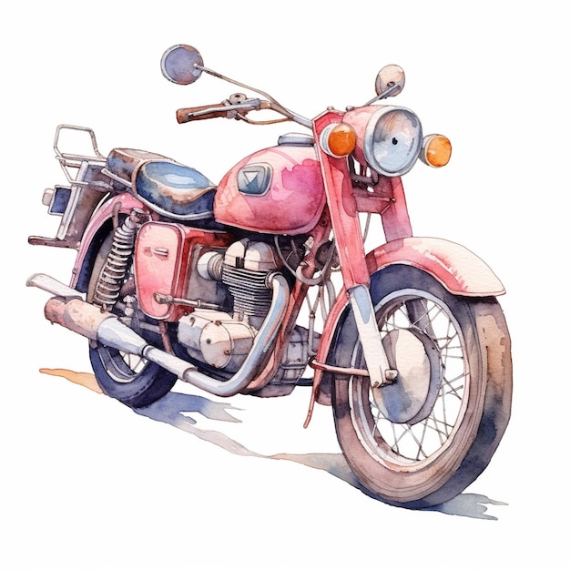 un dessin d'une moto rouge avec le mot " vieux " dessus.