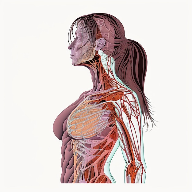 Photo un dessin des muscles d'une femme avec les muscles étiquetés 