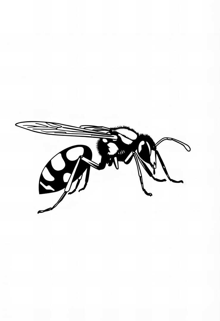 Photo un dessin en noir et blanc d'une abeille avec un fond noir et blanc