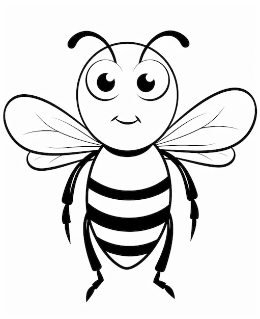 Photo un dessin en noir et blanc d'une abeille avec un grand sourire génératif ai