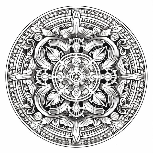 Un dessin en noir et blanc d'une ai générative de conception circulaire