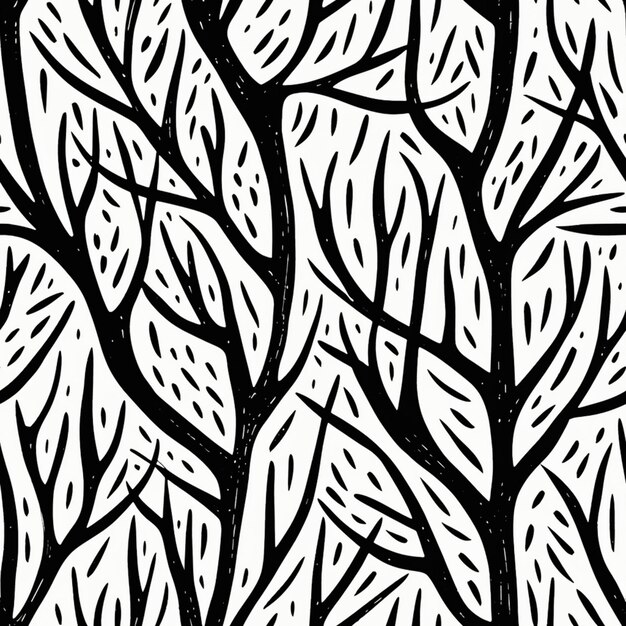 Photo un dessin en noir et blanc d'arbres sans feuilles génératives ai