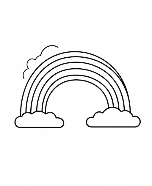 Photo un dessin en noir et blanc d'un arc-en-ciel avec des nuages génératifs ai