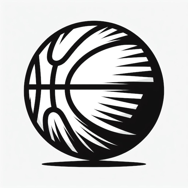 un dessin en noir et blanc d'un ballon de basket