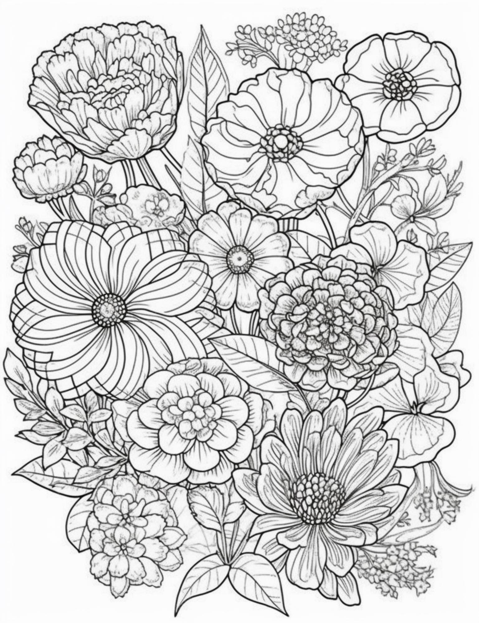 Bouquet De Fleurs Dessin Noir Et Blanc Un Dessin En Noir Et Blanc D'un Bouquet De Fleurs. | Photo Premium