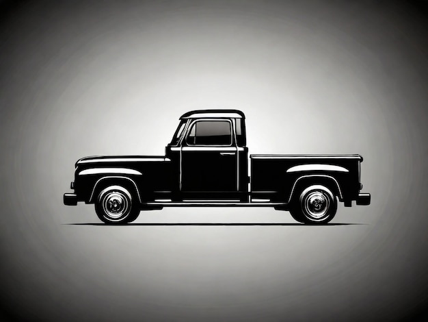 un dessin en noir et blanc d'un camion avec la porte ouverte