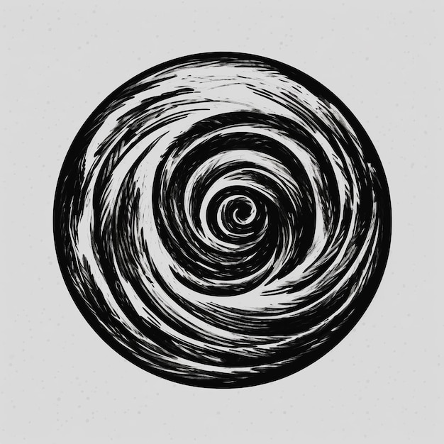 Photo un dessin en noir et blanc d'un cercle avec une spirale au milieu.