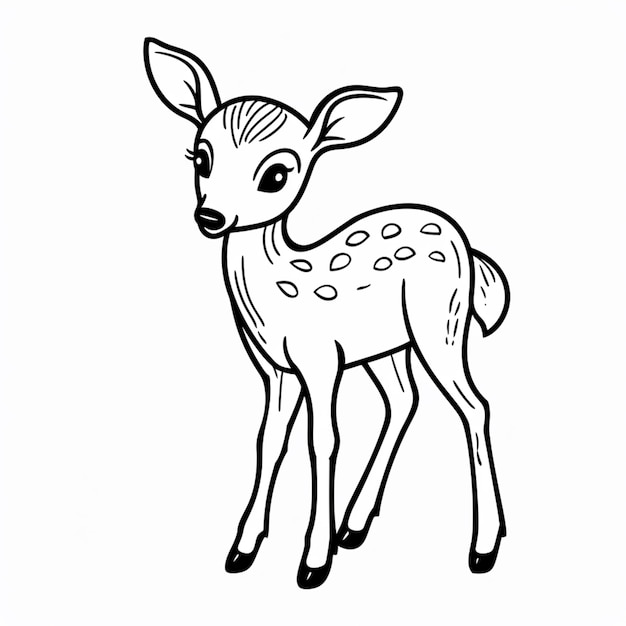 un dessin en noir et blanc d'un cerf debout dans l'herbe générative ai