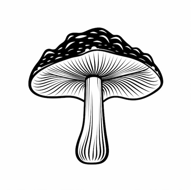 Photo un dessin en noir et blanc d'un champignon sur un fond blanc