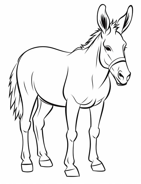 Photo un dessin en noir et blanc d'un cheval debout dans un champ génératif ai