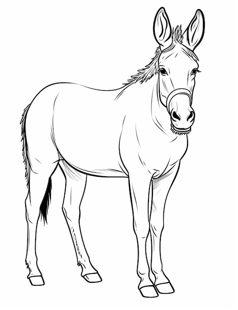 Photo un dessin noir et blanc d'un cheval avec une longue crinière générative ai