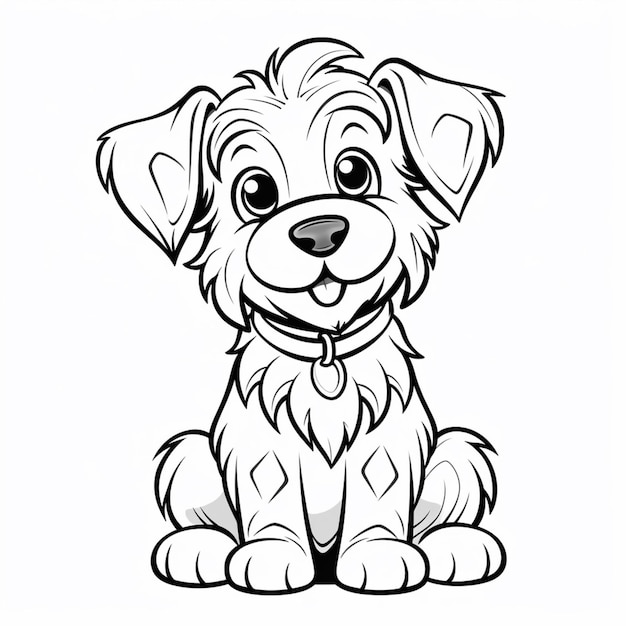 un dessin en noir et blanc d'un chien assis