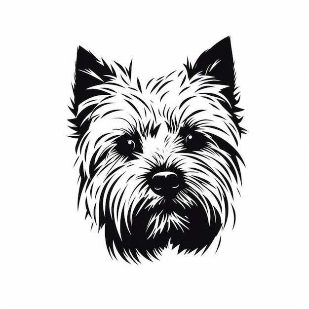 Photo un dessin en noir et blanc d'un chien face générative ai