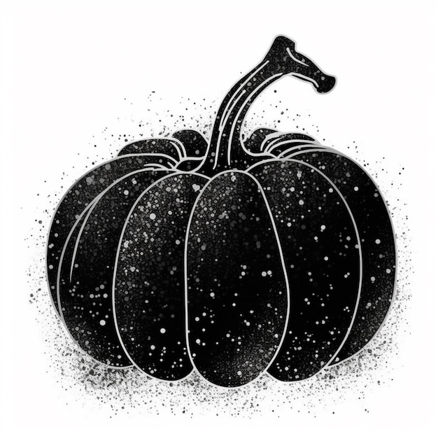 un dessin en noir et blanc d'une citrouille avec des pépites d'IA générative