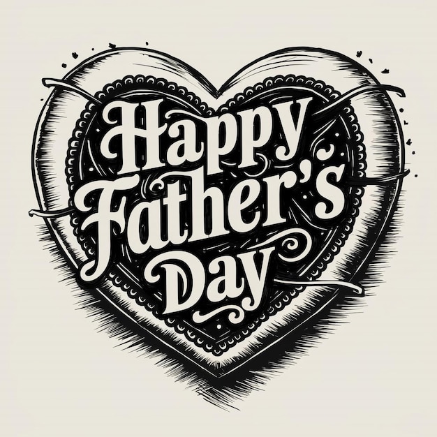 un dessin en noir et blanc d'un cœur avec un message qui dit joyeux jour du père