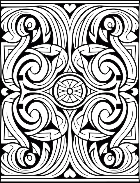 un dessin en noir et blanc d'un design celtique génératif ai