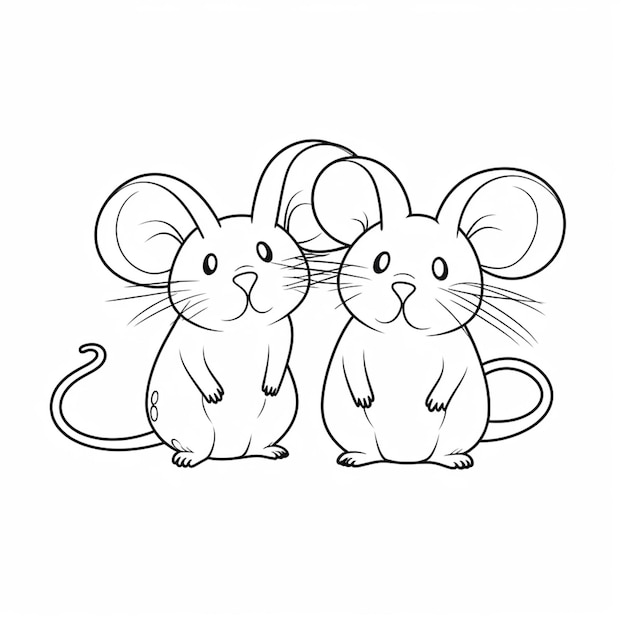 Un dessin en noir et blanc de deux souris.