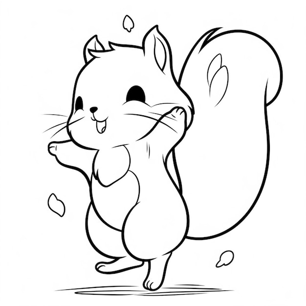 un dessin en noir et blanc d'un écureuil avec un cœur sur sa poitrine
