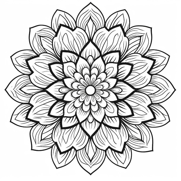 un dessin en noir et blanc d'une fleur générative ai