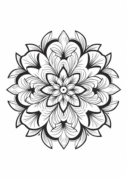 Un dessin noir et blanc d'une fleur générative ai