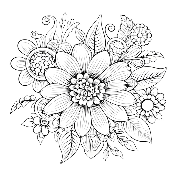 un dessin en noir et blanc d'une fleur avec les mots fleurs dessus