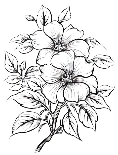 un dessin en noir et blanc de fleurs