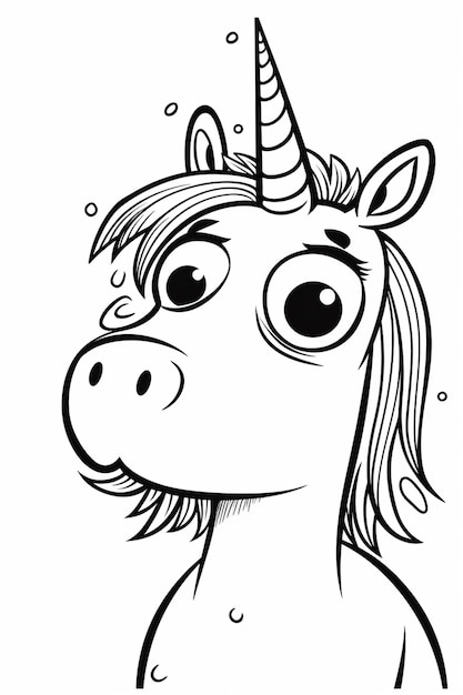 Photo un dessin en noir et blanc d'une licorne avec une corne générative ai