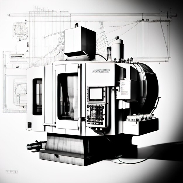 un dessin en noir et blanc d'une machine avec le mot vax dessus