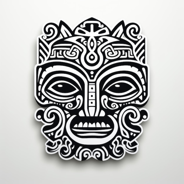 Un dessin en noir et blanc d'un masque tribal