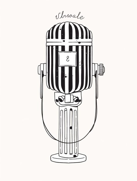Photo un dessin en noir et blanc d'un microphone avec un câble générateur ai