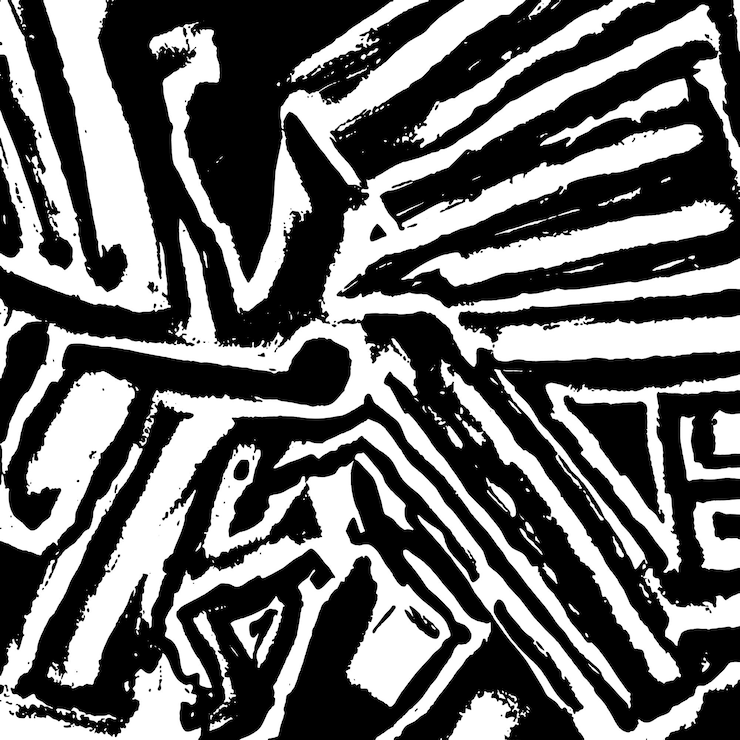 Photo un dessin en noir et blanc avec le mot " dessus ".